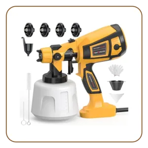 High Power HVLP Electric Paint Sprayer with 1000ml Container - Jog Wheel Flow Control - Lightweight & Detachable Design - Copper Nozzles - Easy Cleaning Electric Spray Gun