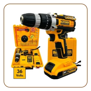 NeoPower Cordless Drill Machine with 2 Batteries Chargeable 17 Pieces Bits In Kit Box, 36v
