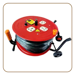 cable Reel Extension 4 socket -universal plug with automatic breaker (25M) Red